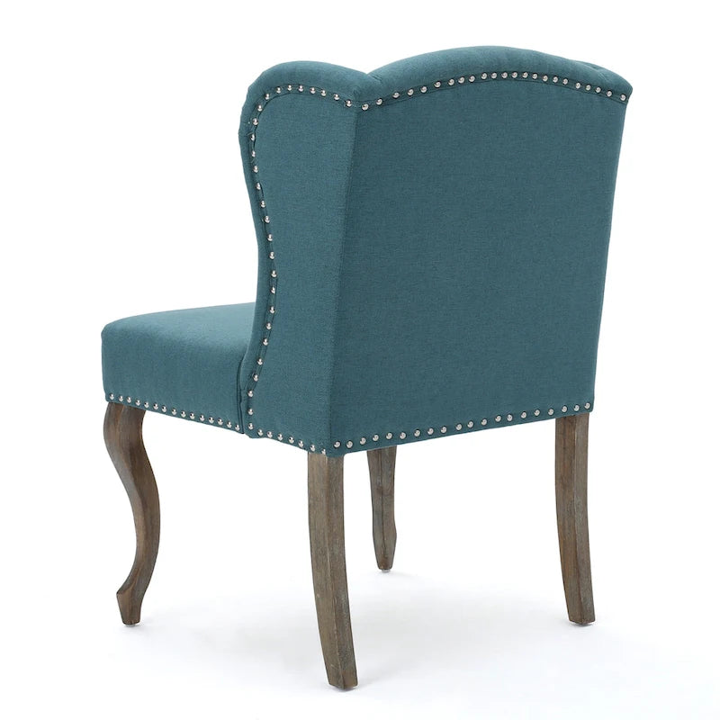Fauteuil d'appoint capitonné moderne de 60,3 cm avec cadre en bois d'hévéa et clous décoratifs pour salon