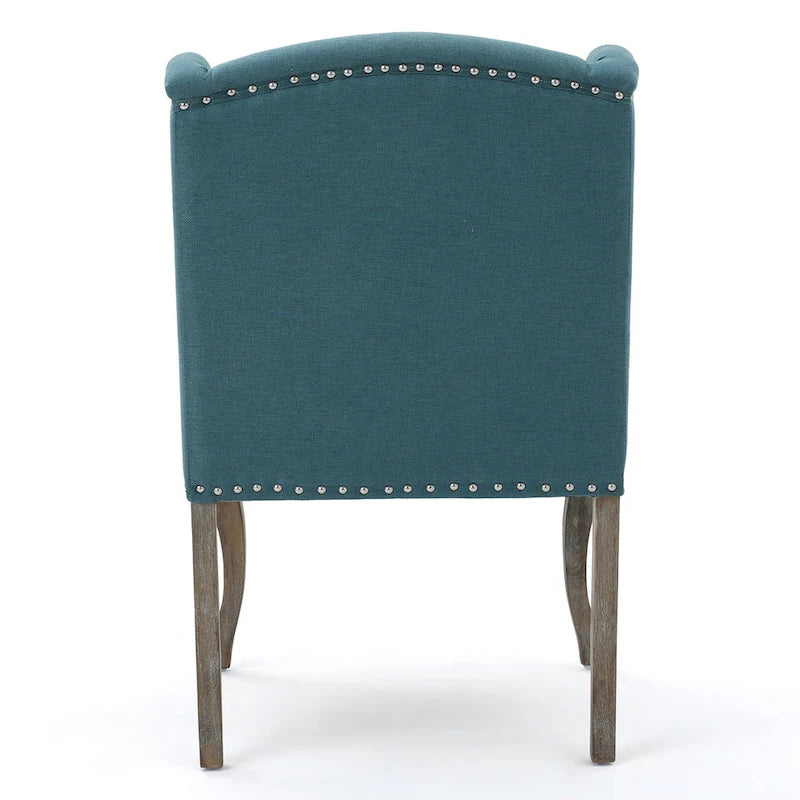 Fauteuil d'appoint capitonné moderne de 60,3 cm avec cadre en bois d'hévéa et clous décoratifs pour salon