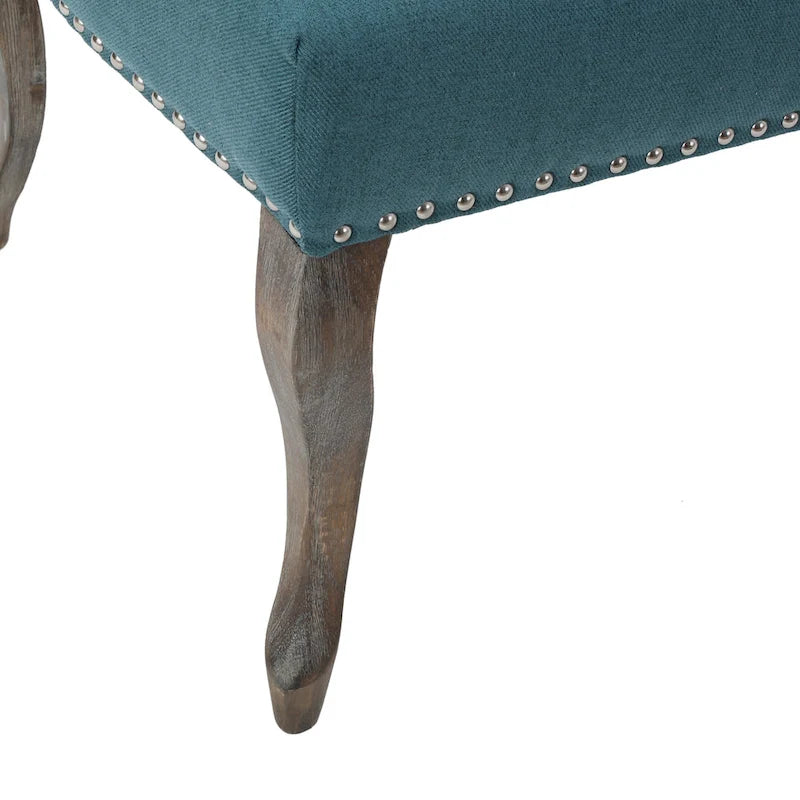 Fauteuil d'appoint capitonné moderne de 60,3 cm avec cadre en bois d'hévéa et clous décoratifs pour salon