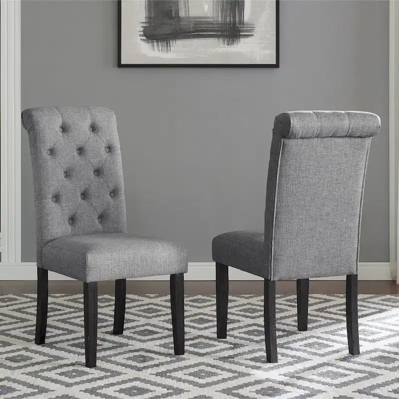 Classic Style Dining Set with Rectangular Table and Button Tufted Upholstered Chairs
