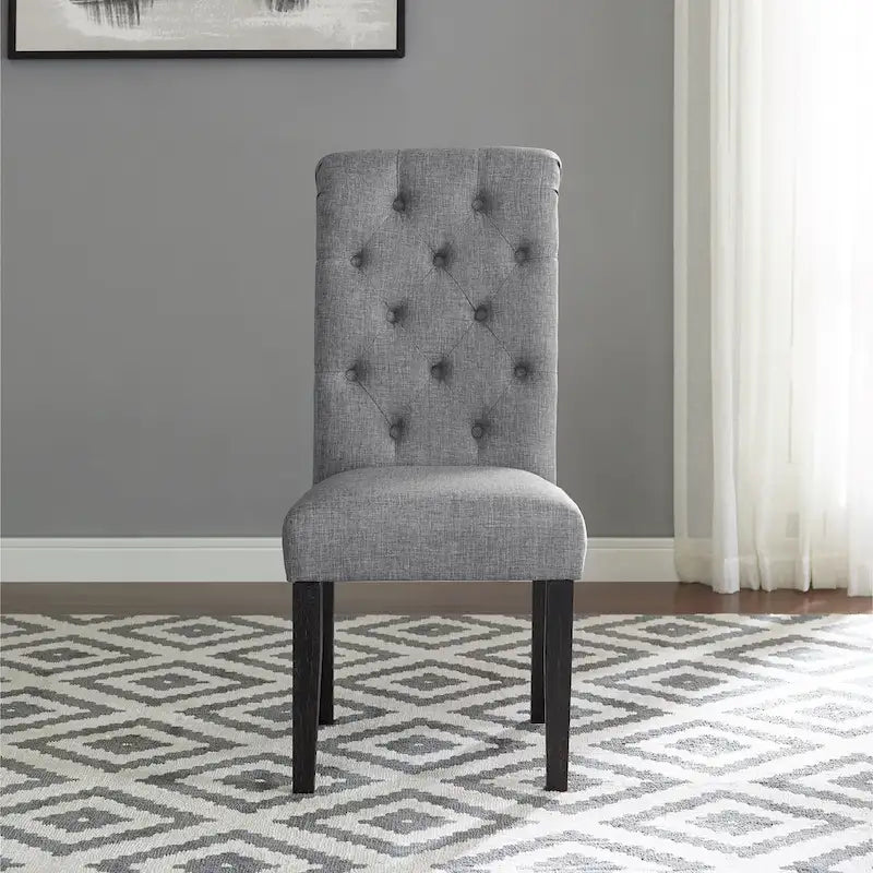 Classic Style Dining Set with Rectangular Table and Button Tufted Upholstered Chairs