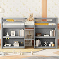 Twin Wood Low Loft Bed with Shelves & LED Light
