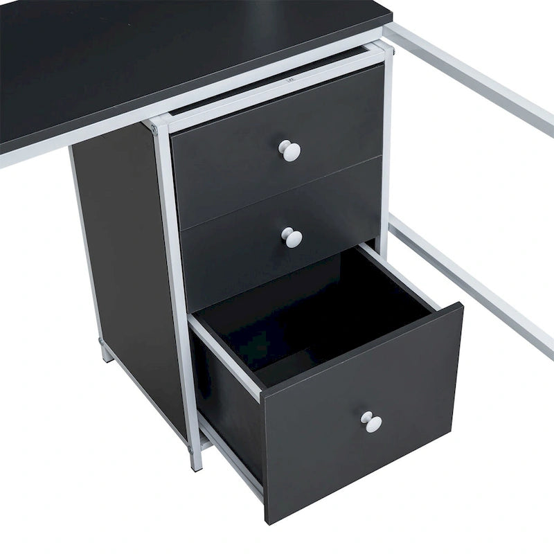 Merax Metal Loft Bed with bookcase, desk and cabinet