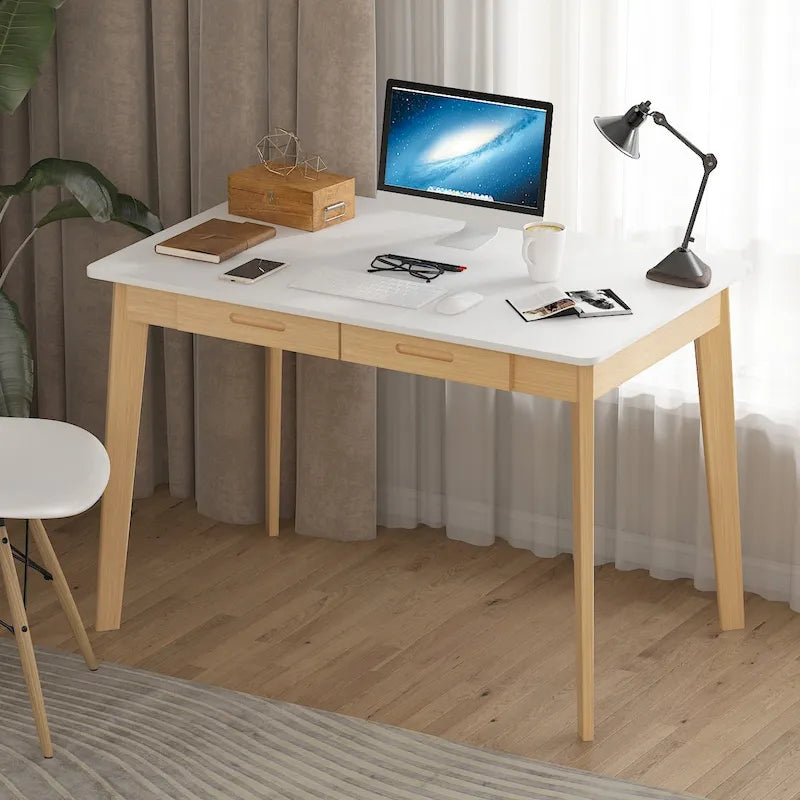 Kerrogee 39.4 Wood Computer Desk with 2 Drawers - 4 Colors