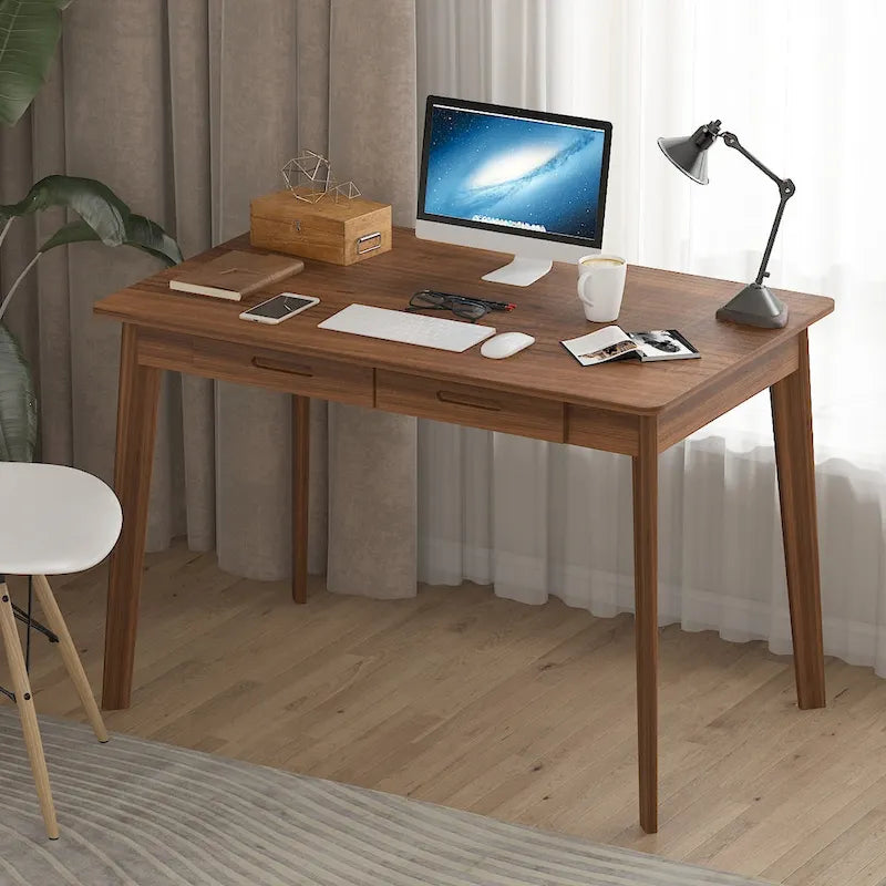 Kerrogee 39.4 Wood Computer Desk with 2 Drawers - 4 Colors