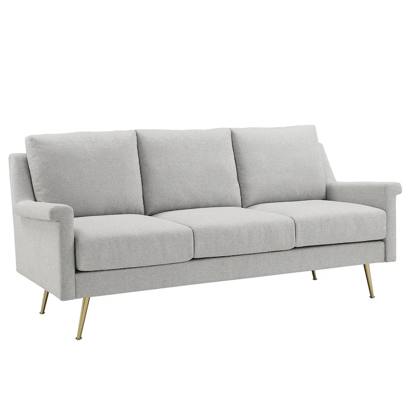 Cade Grey Fabric Sofa with Gold Metal Legs by iNSPIRE Q Modern