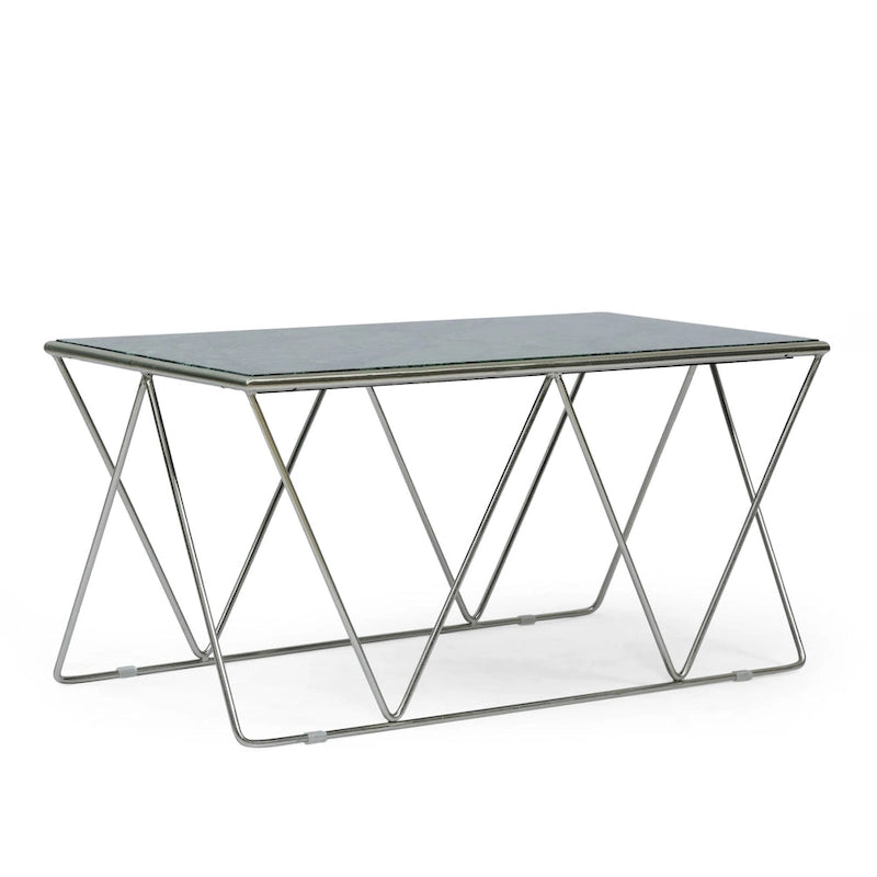 Table basse Modern Glam fabriquée à la main avec plateau en marbre 37.00 L x 19.00 W x 18.00 H