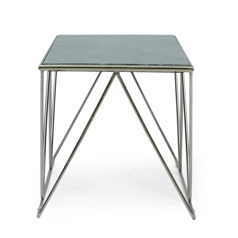 Table basse Modern Glam fabriquée à la main avec plateau en marbre 37.00 L x 19.00 W x 18.00 H