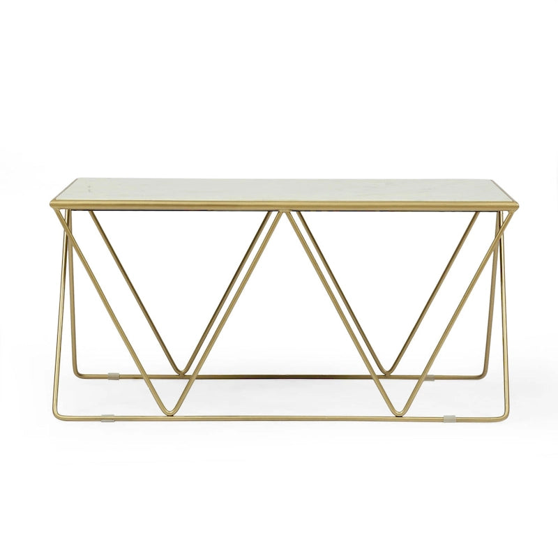 Table basse Modern Glam fabriquée à la main avec plateau en marbre 37.00 L x 19.00 W x 18.00 H