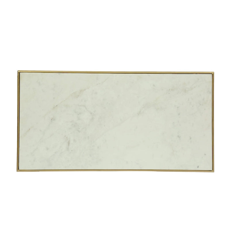 Table basse Modern Glam fabriquée à la main avec plateau en marbre 37.00 L x 19.00 W x 18.00 H