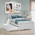 Twin Size Wood Platform Bed with Twin Trundle