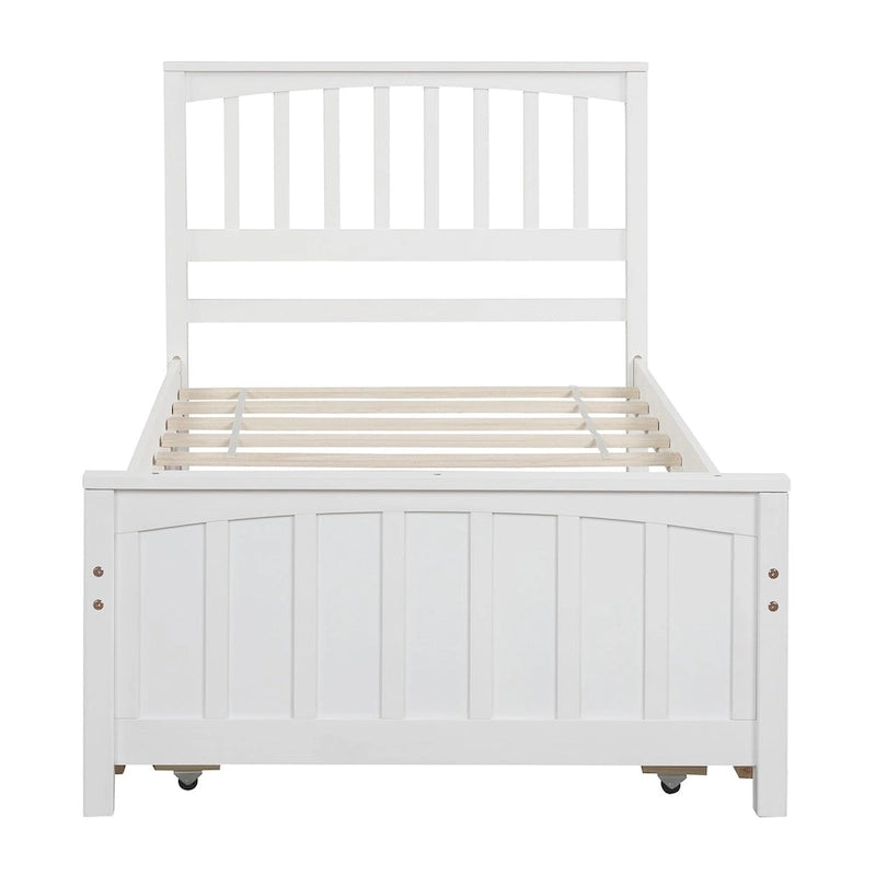 Twin Size Wood Platform Bed with Twin Trundle