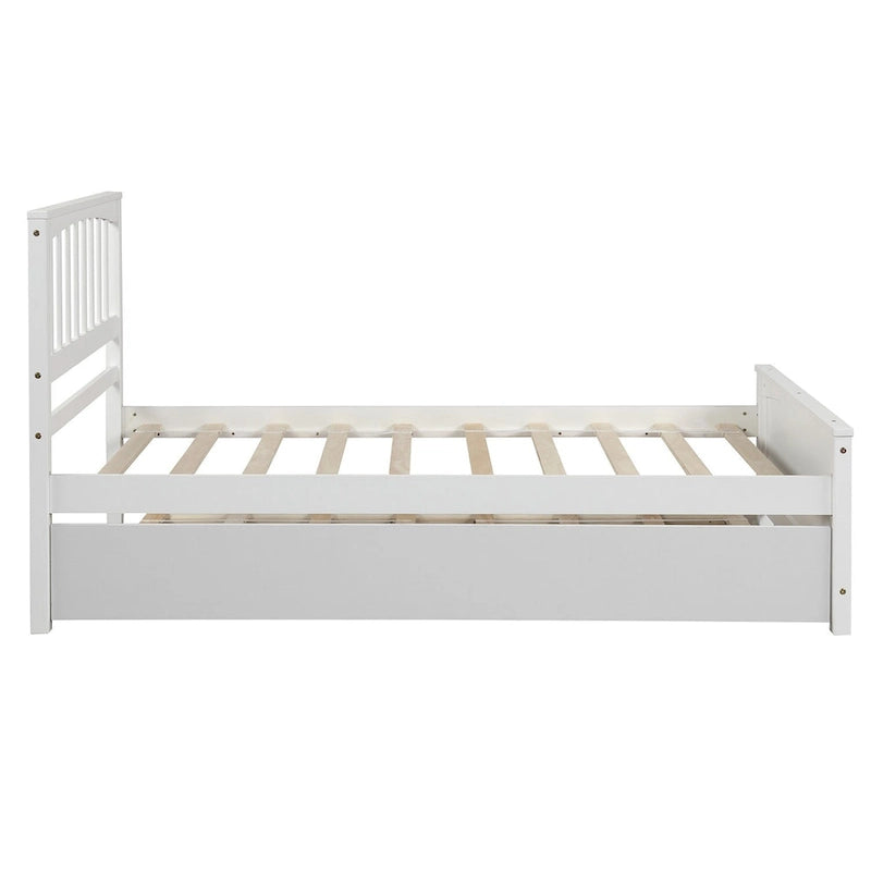 Twin Size Wood Platform Bed with Twin Trundle