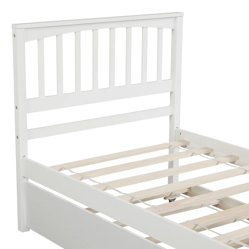 Twin Size Wood Platform Bed with Twin Trundle