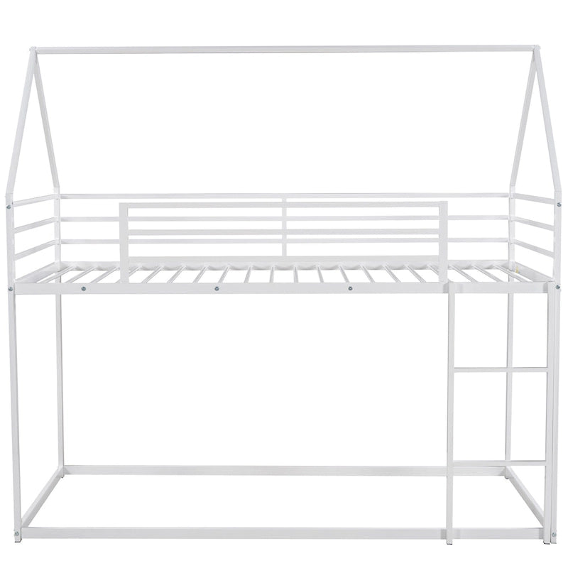 Twin-over-Twin House Bunk Bed with Built-in Ladder
