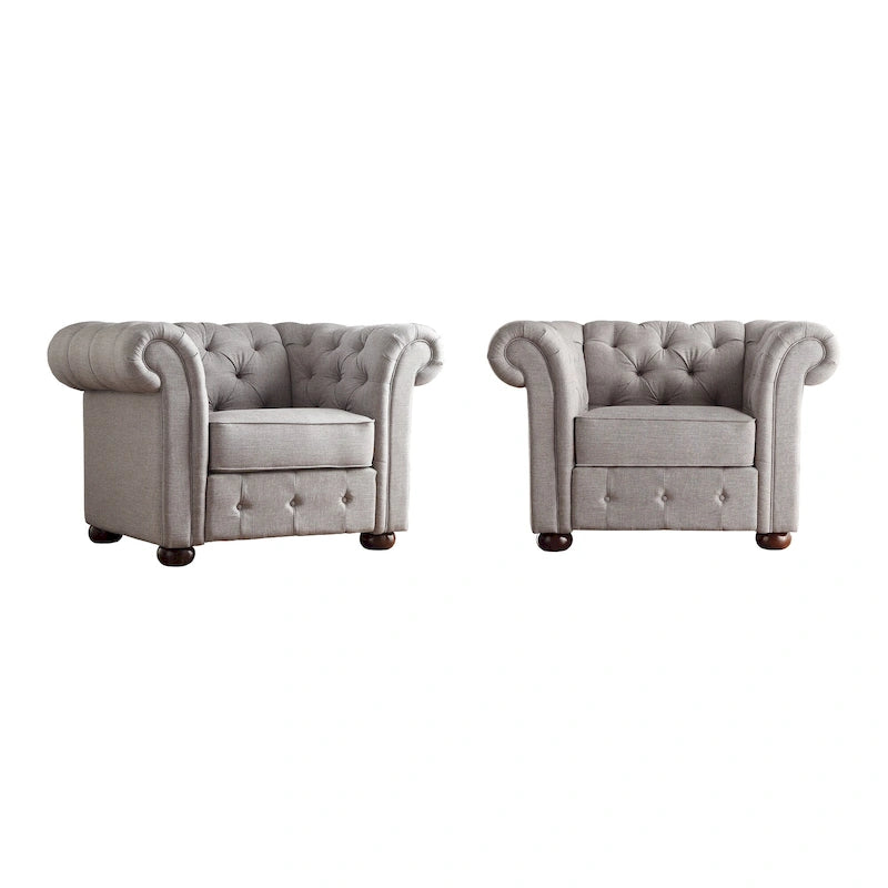 Gdansk Tufted Scroll Arm Chesterfield Chair