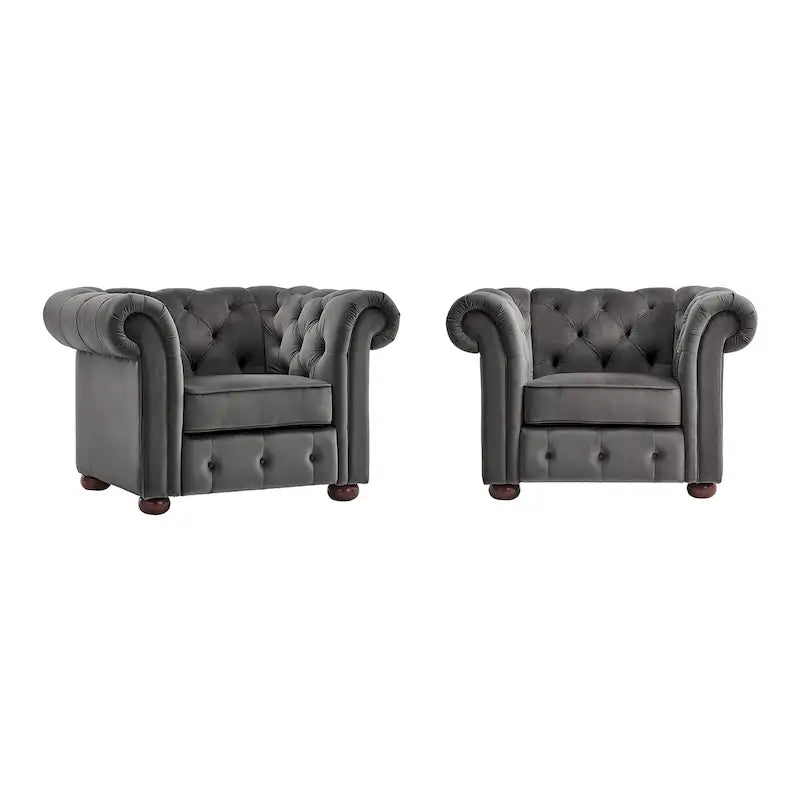 Gdansk Tufted Scroll Arm Chesterfield Chair