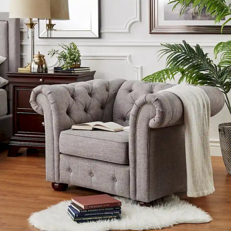 Gdansk Tufted Scroll Arm Chesterfield Chair