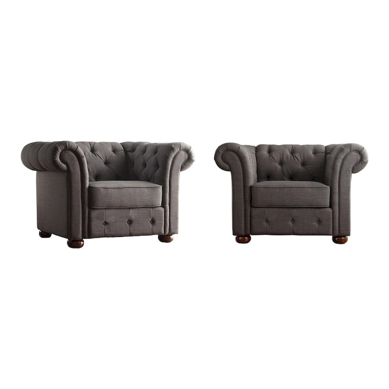 Gdansk Tufted Scroll Arm Chesterfield Chair