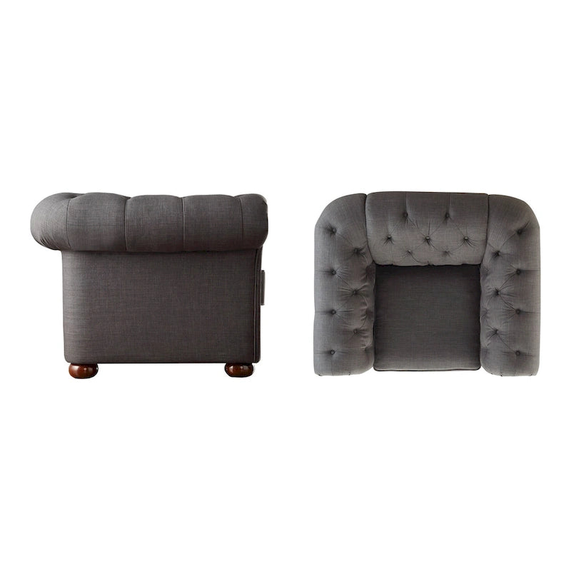 Gdansk Tufted Scroll Arm Chesterfield Chair