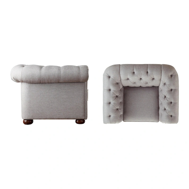 Gdansk Tufted Scroll Arm Chesterfield Chair