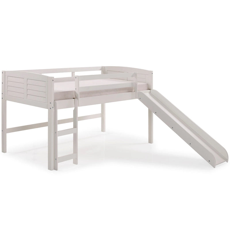 Twin Louver Low Loft with Slide in White
