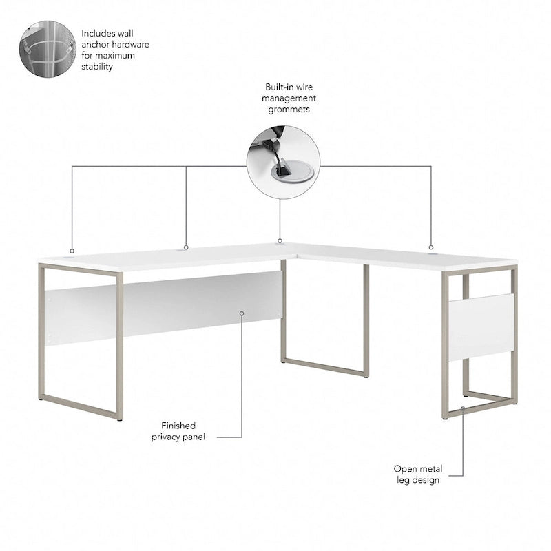 Hybrid 72W L Shaped Table Desk with Drawers by Bush Business Furniture