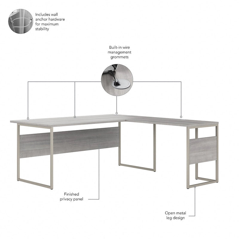 Hybrid 72W L Shaped Table Desk with Drawers by Bush Business Furniture