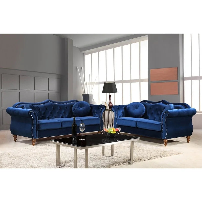 Carbon Classic Nailhead Chesterfield 2 Piece Living Room Set