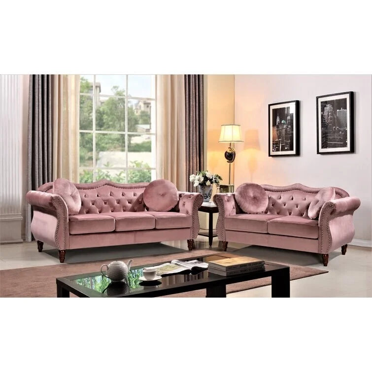Carbon Classic Nailhead Chesterfield 2 Piece Living Room Set