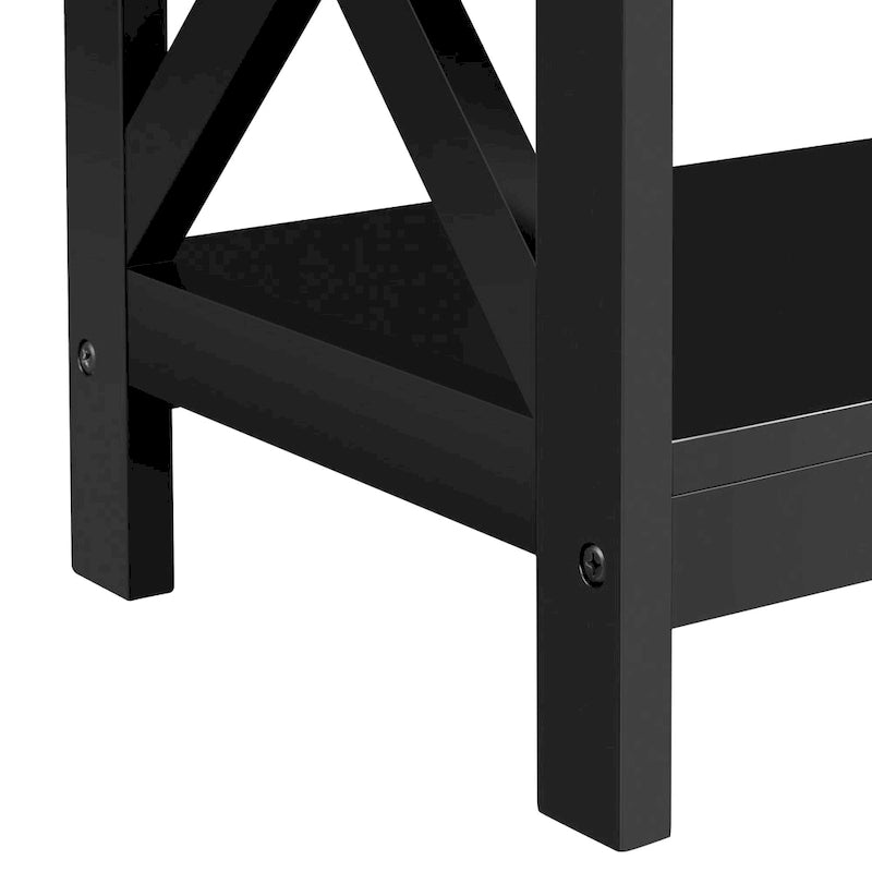 Yaheetech 3-Tier Wooden Console Table with Power Outlet Sofa Side Table