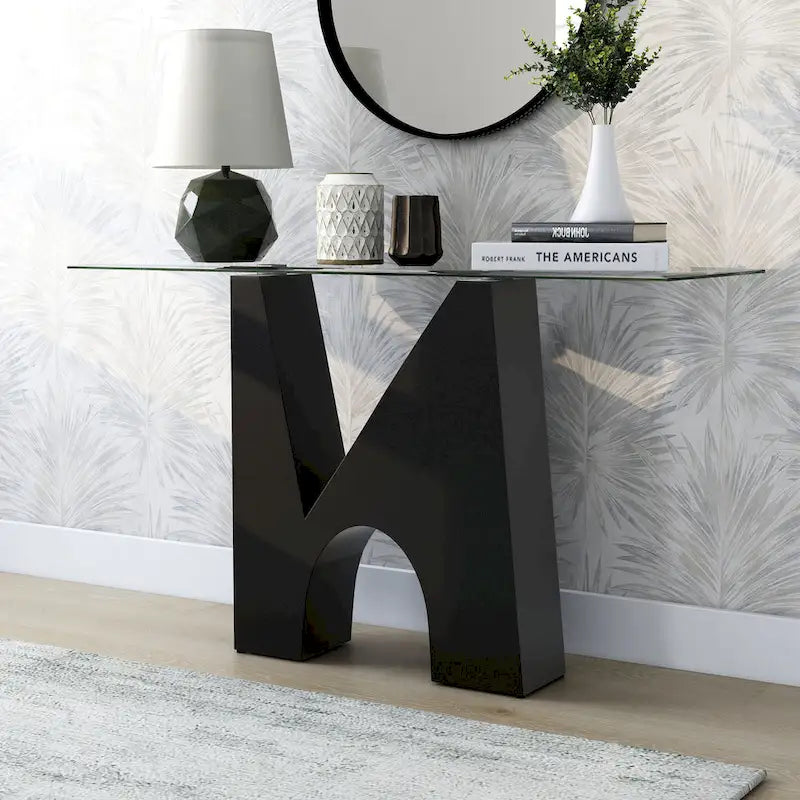 Noele Modern Black 48-inch Glasstop Console Table by Furniture of America