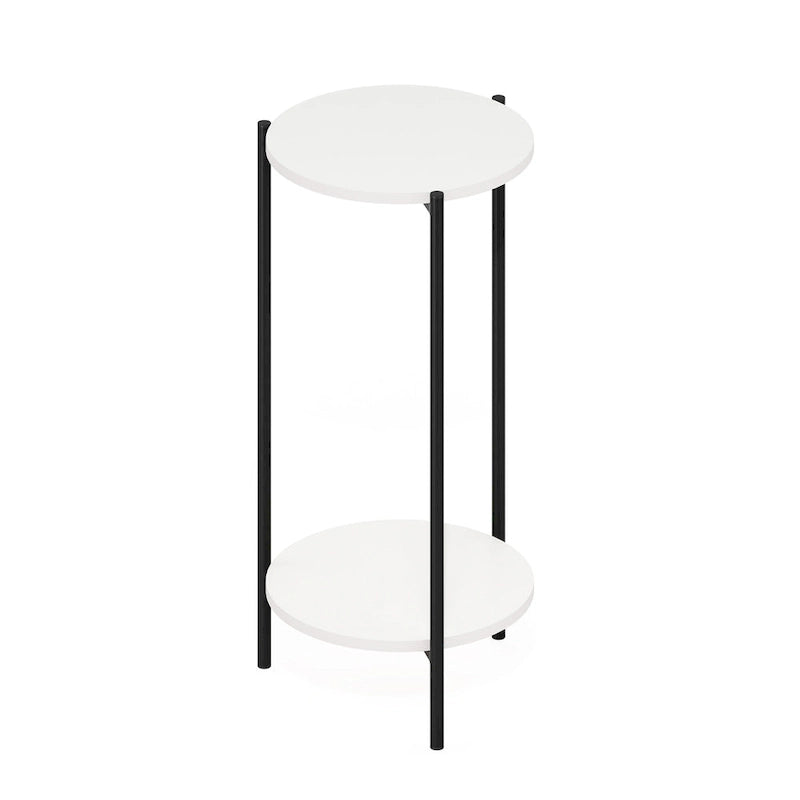 Furinno Besi 2-Tier Modern Tall Round Side End Table with Sturdy Metal Legs, Americano
