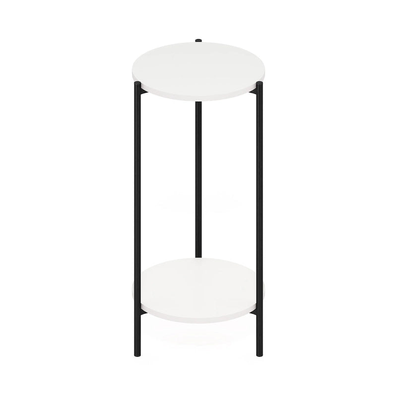 Furinno Besi 2-Tier Modern Tall Round Side End Table with Sturdy Metal Legs, Americano