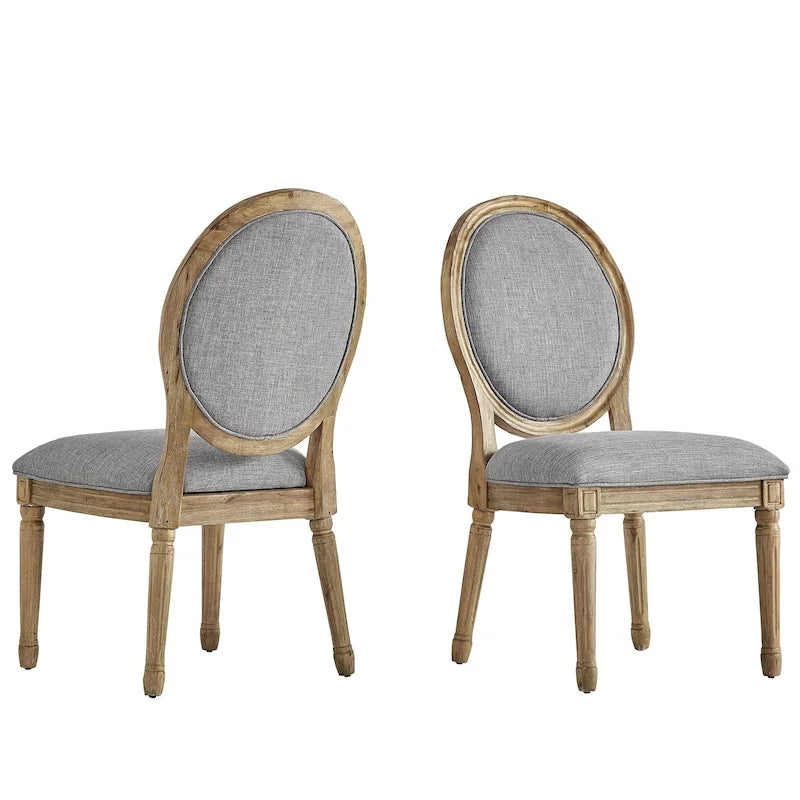 Deana Round Linen and Wood Dining Chairs (Set of 2) by iNSPIRE Q Artisan