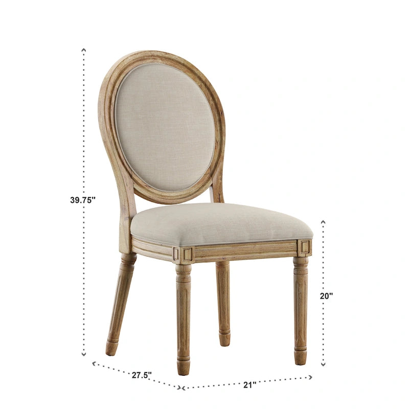 Deana Round Linen and Wood Dining Chairs (Set of 2) by iNSPIRE Q Artisan