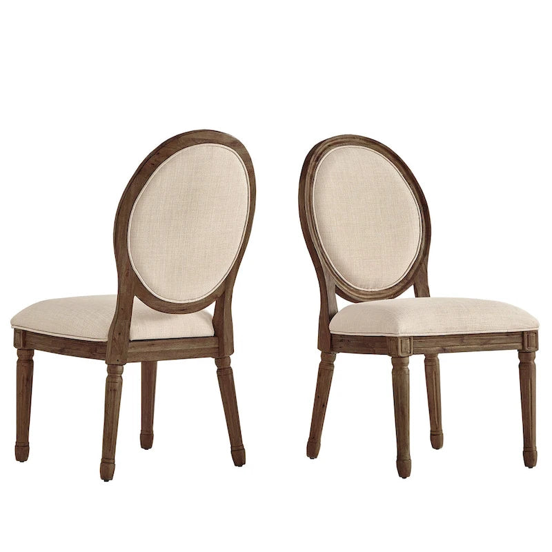 Deana Round Linen and Wood Dining Chairs (Set of 2) by iNSPIRE Q Artisan