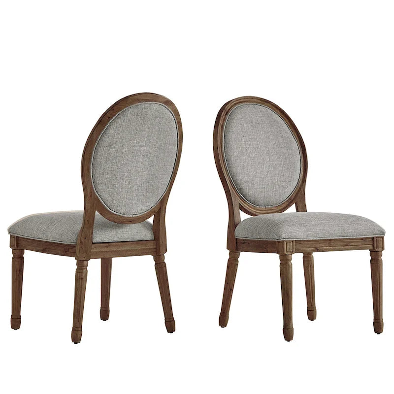 Deana Round Linen and Wood Dining Chairs (Set of 2) by iNSPIRE Q Artisan