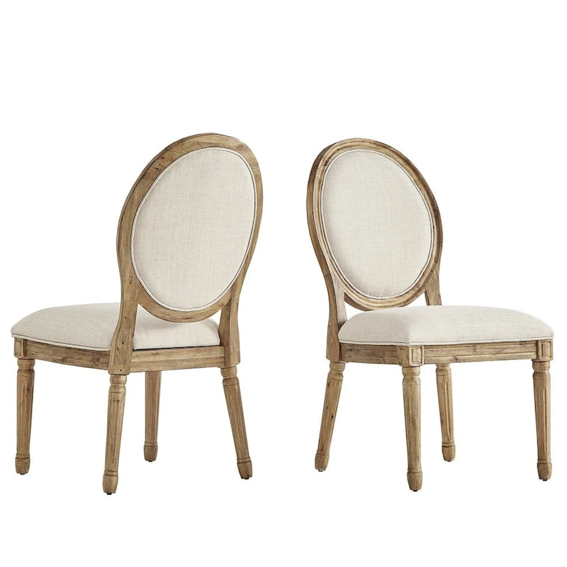 Deana Round Linen and Wood Dining Chairs (Set of 2) by iNSPIRE Q Artisan