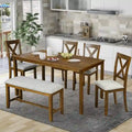 6-Piece Wooden Kitchen Dining Table Set with 4 Chairs and Bench