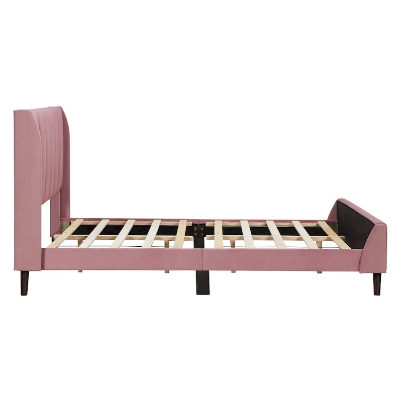 Full Size Upholstered Platform Bed, Velvet