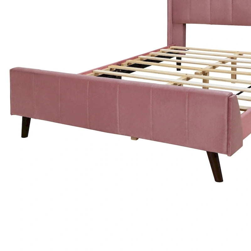 Full Size Upholstered Platform Bed, Velvet