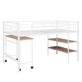Merax Twin Size Metal Loft Bed with Desk and Shelves