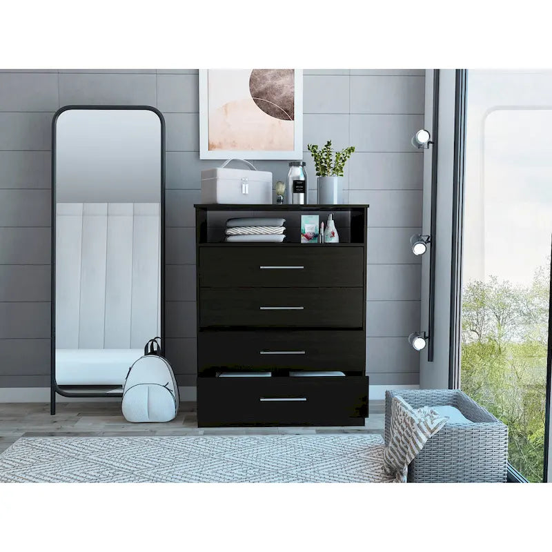 Commode continentale à 4 tiroirs avec quincaillerie métallique