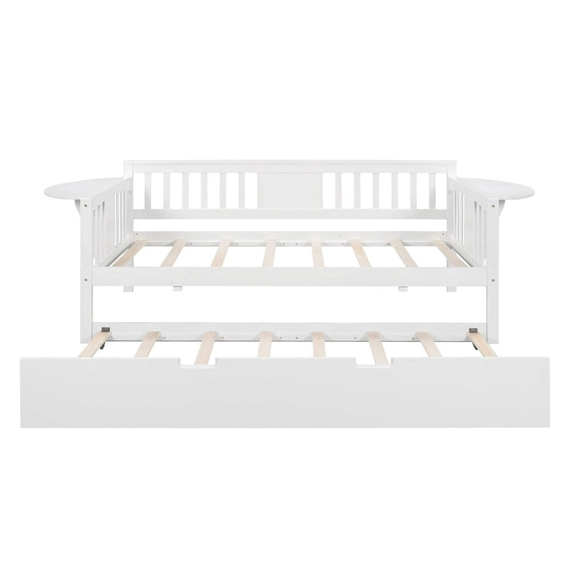 Twin Wooden Daybed with Trundle Bed , Sofa Bed for Bedroom Living Room