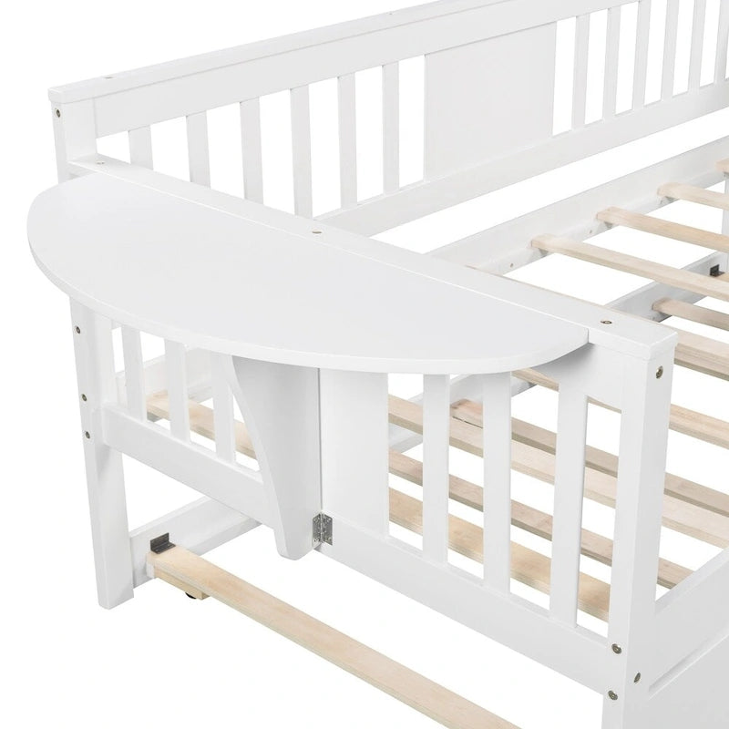 Twin Wooden Daybed with Trundle Bed , Sofa Bed for Bedroom Living Room
