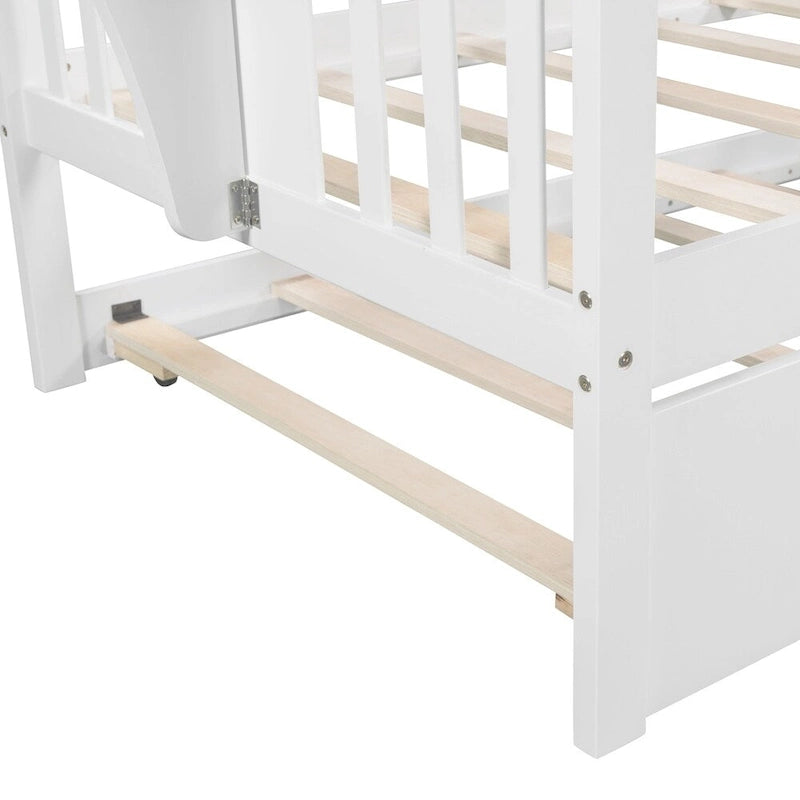 Twin Wooden Daybed with Trundle Bed , Sofa Bed for Bedroom Living Room