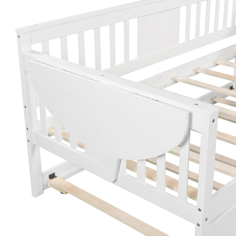 Twin Wooden Daybed with Trundle Bed , Sofa Bed for Bedroom Living Room