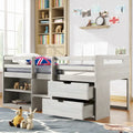 Nestfair Twin Size Loft Bed with Two Shelves and Two drawers