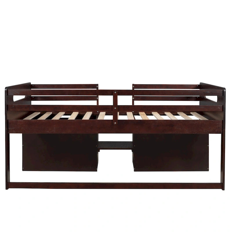 Nestfair Twin Size Loft Bed with Two Shelves and Two drawers